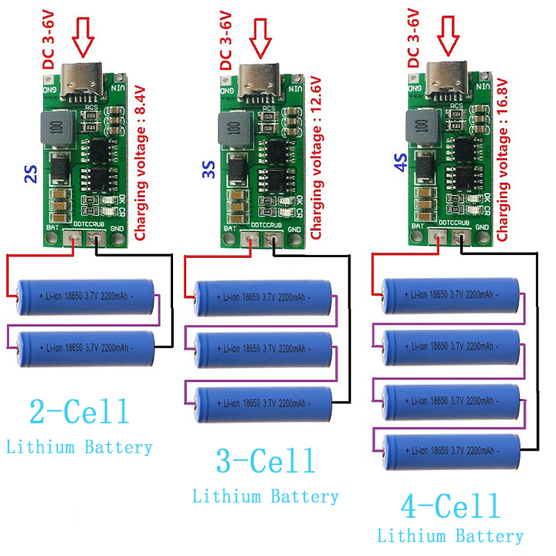 Multi-Cell 2S 3S 4S Type-C To  - Li Ion Charger Module recension och pris