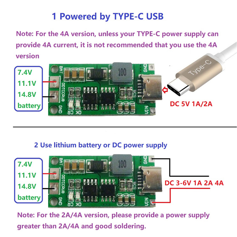 Multi-Cell 2S 3S 4S Type-C To  - Li Ion Charger Module recension och pris
