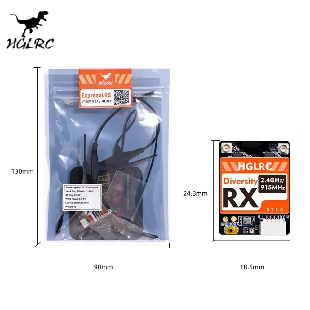 HGLRC Dualband RX ExpressLRS R - Antenna 2.4Ghz recension och pris