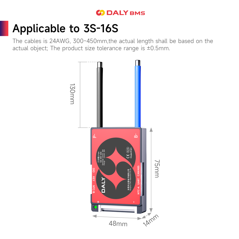 DALY Smart BMS 16S 60V 40A Li- - Proto Board recension och pris